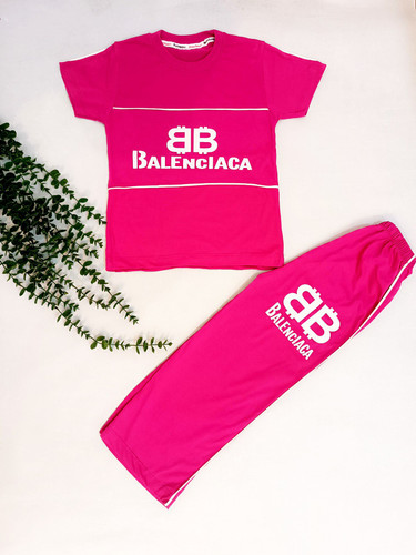 تیشرت شلوار دخترانه و پسرانه رنگ صورتی