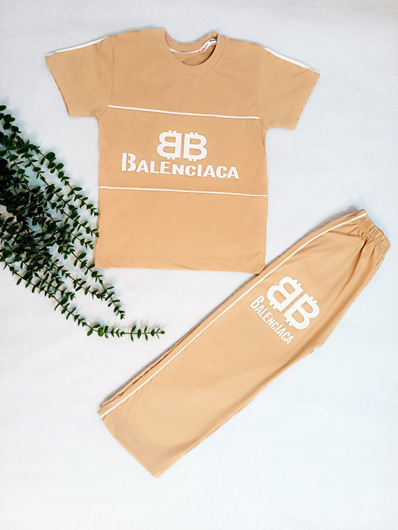 تیشرت شلوار دخترانه و پسرانه رنگ کرمی