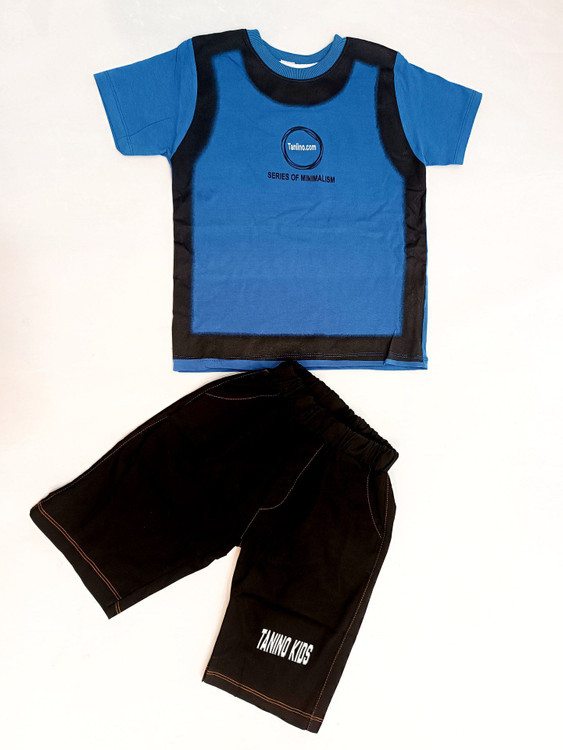 ست تیشرت شلوارک پسرانه طرح O جزئیات دوخت